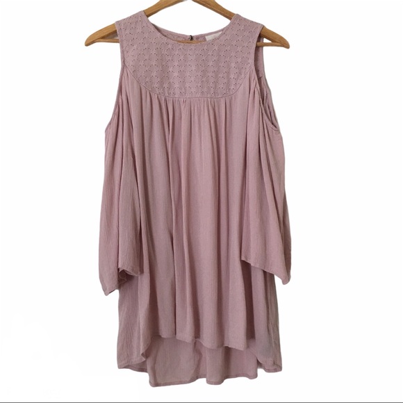 Knox Rose Flowy Hi-low Cold-shoulders Tunic Top M - Picture 2 of 6